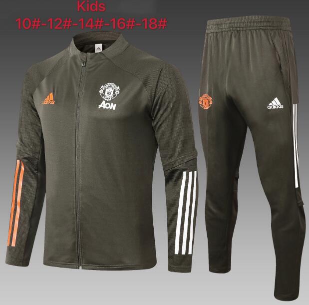 Kids Real Madrid Black Training Kits Youth Jacket with Pants 2020/21